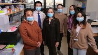 Dr. Garcia and five members of the Garcia lab pose for a picture inside the lab